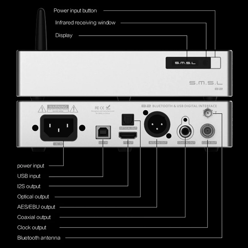 SMSL B2 Bluetooth USB HI END цифровой Интерфейс Высокая точность источник синхронизации HiFi