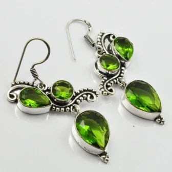 

Peridots , Silver Overlay on Copper Earrings, , 57mm , E1998