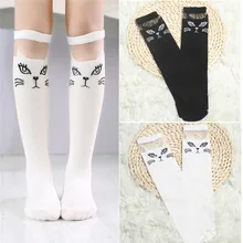 Милые детские носки с героями мультфильмов; детские гольфы с милым котиком для маленьких девочек; длинные гольфы с принтом животных