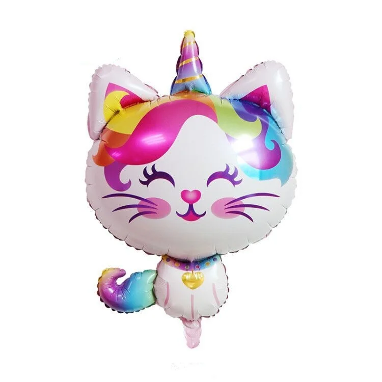 

1pcs Cute Rainbow Unicorn cat balloon babyshower party decoration Foil Balloons animal theme Baby Girl party supplies toy globos