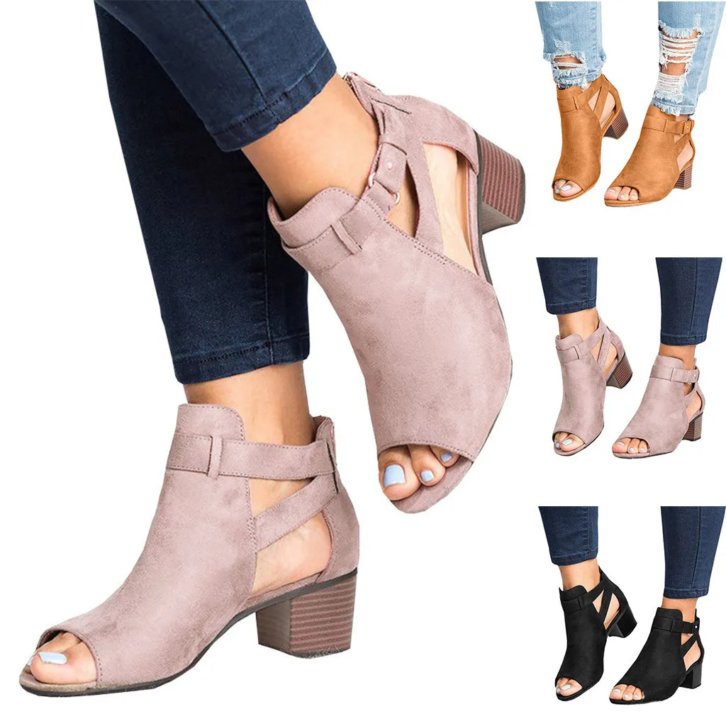 

Basic Fashion Spring Summer Ladies Sandals Fashion Fish Mouth Hollow Out Roma Shoes 2019