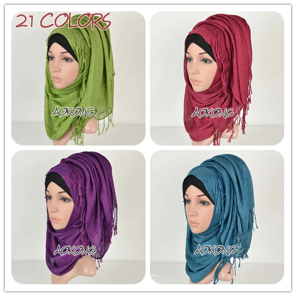 

one piece hijab shimmer glitter shinny plain viscose scarf foulard women shawls tassel muslim lurex hijabs scarves head wraps