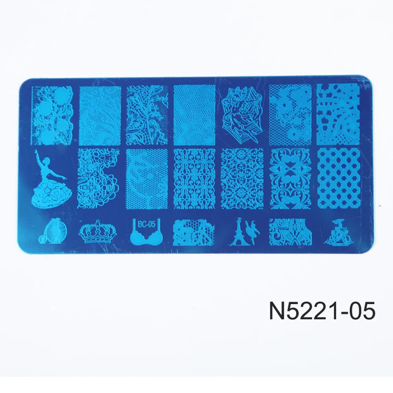 ROSALIND дизайн ногтей штамп штамповочная пластина из нержавеющей стали шаблон для ногтей 20 видов стилей на выбор маникюрный трафарет Инструменты штамповка - Цвет: N5221-05