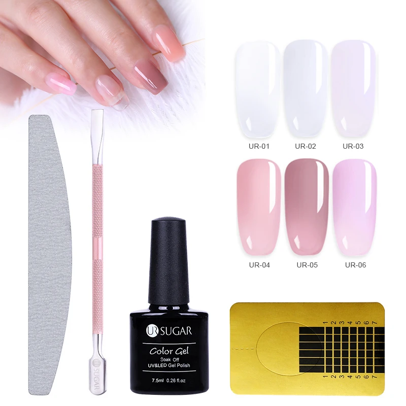 

UR SUGAR Quick Extension Gel Clear Pink Nail Tips Soak Off Builder UV Gel Nail Art Crystal Poly Acrylic Gel 3D Nail Glue