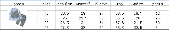 Одежда для маленьких джентльменов рубашка с длинными рукавами+ жилет+ повседневные штаны для свадьбы и вечерние Одежда для новорожденных