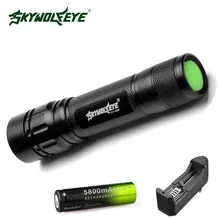 Skywolfeye LED Flashlight LED Tactical Flashlight Zoomable Aluminum Flash light With 5800 mAh 18650 Rechargeable Battery Charger