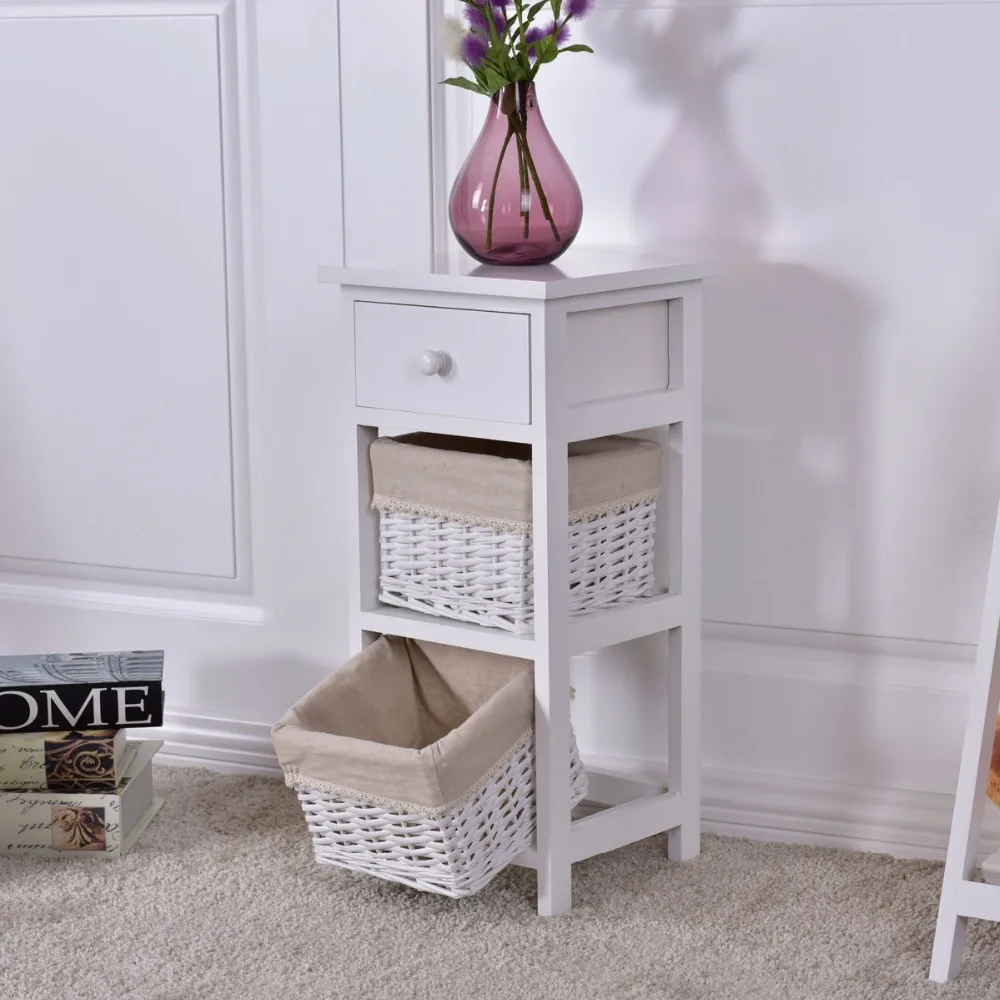 Giantex End Bedside Table Nightstand Chest Cabinet Bedroom Furniture Drawer Baskets Home Furniture HW55513 Giantex End Bedside Table Nightstand Chest Cabinet Bedroom Furniture Drawer Baskets Home Furniture HW55513