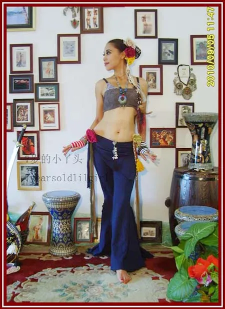 

Lycra Cotton Tribal Belly Dance Flare Pants With Skirt AC36