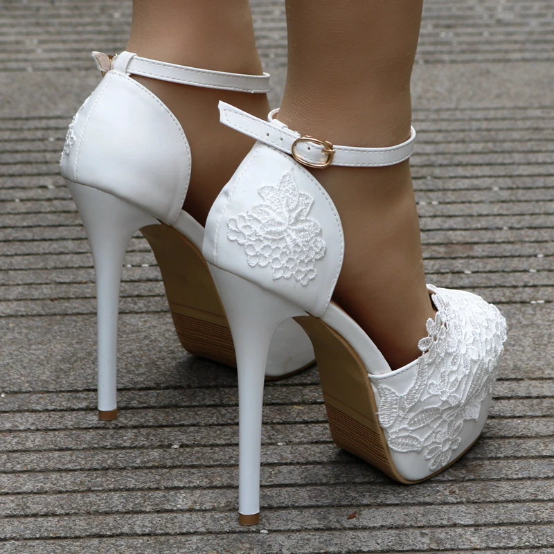 С украшением в виде кристаллов queen цветок свадебные туфли с кружевом открытые, на высоком каблуке Baotou платье Обувь, сандалии Для женщин обувь; Новинка; для женщин; на платформе; модельные туфли для невесты