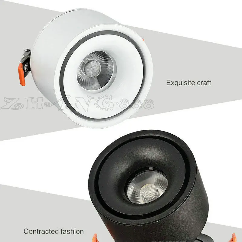 Graus de Rotação Levou para Baixo Luz de Teto Levou Rodada Downlight w Ac110v 15 Alumínio 220 v Recessed Spot Luz 360 10 10 Luzes embutidas de LED