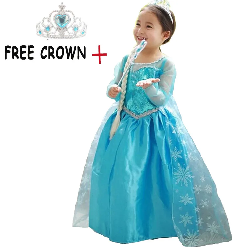 Anna Elsa Princess Dress Children Girls Halloween Party Costume Kids Cosplay Clothing Girls Princess Dress up Christmas Dresses