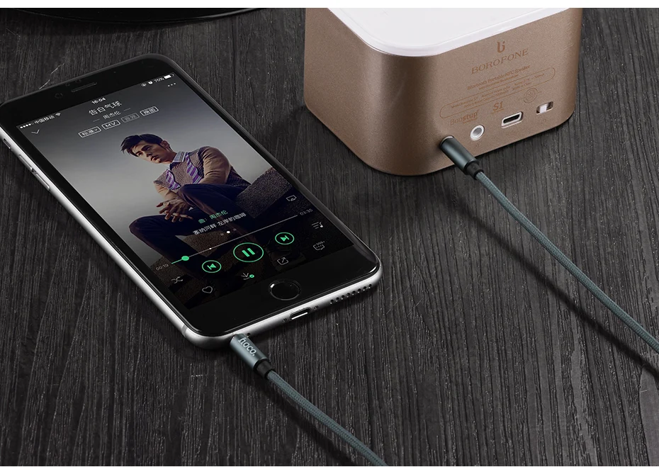 HOCO Audio Jack 3.5mm Jack Male to Male with Microphone Headphone AUX Cable for All Smartphone Car Subwoofer Speaker MP3/4 1m