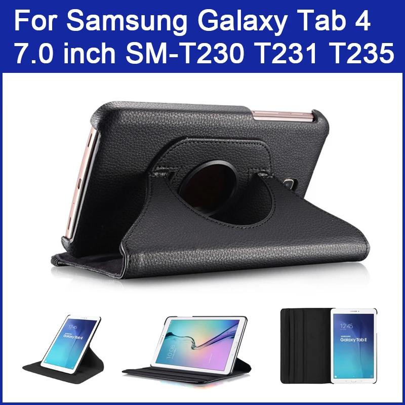 

SM-T230 SM-T231 tablet case For Samsung Galaxy Tab 4 7.0 inch T230 T231 T235 360 Rotation Flip PU Leather smart cover Funda Capa