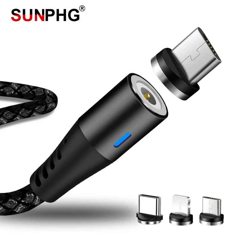 Магнитный кабель Micro USB Type C SUNPHG зарядный провод 1 м для iPhone xs max кабели Xiaomi