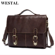 WESTAL Leder Laptoptasche 13 zoll Geschäftsleute Aktentasche Messenger Leder Tasche Männer Taschen Schulter Crossbody Taschen Handtasche Totes