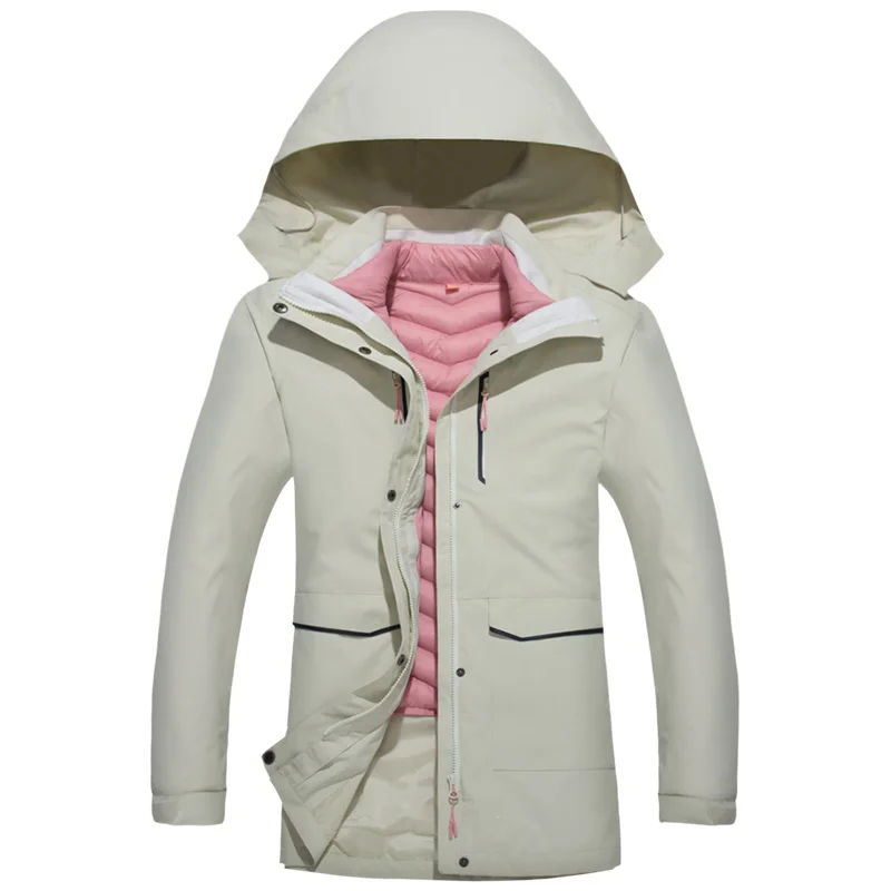 Женская куртка для катания на лыжах, водонепроницаемая, для горных лыж, теплая, плюс размер, хлопок, одежда для катания на лыжах, уличная куртка для сноуборда, ветрозащитная, зимняя куртка-30 градусов - Цвет: White