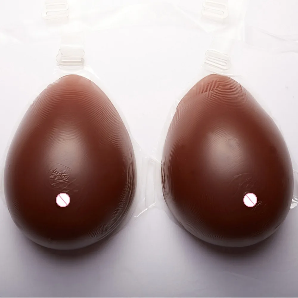 

E/EE/F Cup Realistic Strap Fake Boobs Dark Color Silicone Artificial Breast Forms False Breast Bust Enhancer for Crossdresser