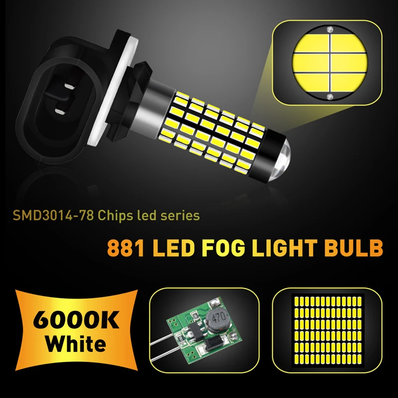 H27W/2 881 Led Bulbs led lights led bulbs led car lights led car headlights Fog Lights for Cars Led Fog Driving Lamp High Lights Car Light Sourse 6000K White H27W H27 Katur 2pcs