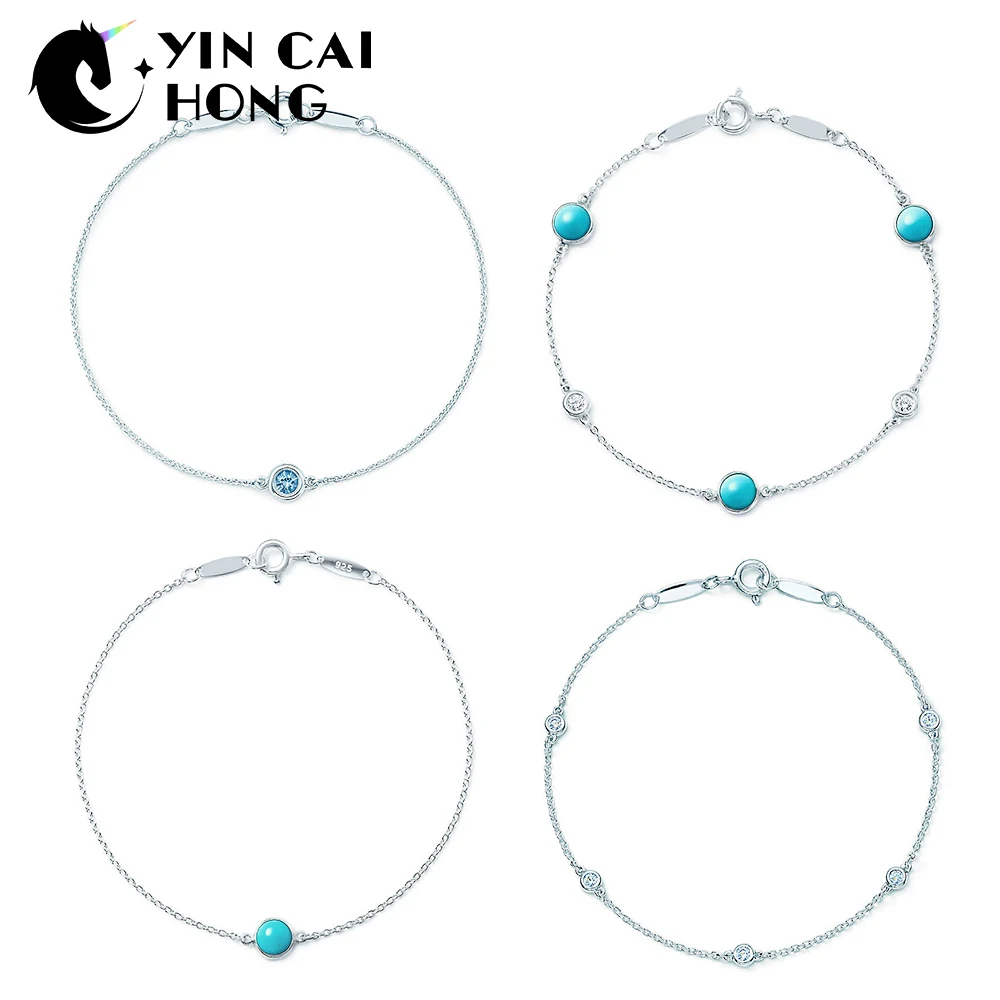 

YCH Charm 925 Sterling Silver Charm Original Minimalist Fashion Women's Bracelet Shine Zircon Retro Ladies Bracelet Gift TIFF