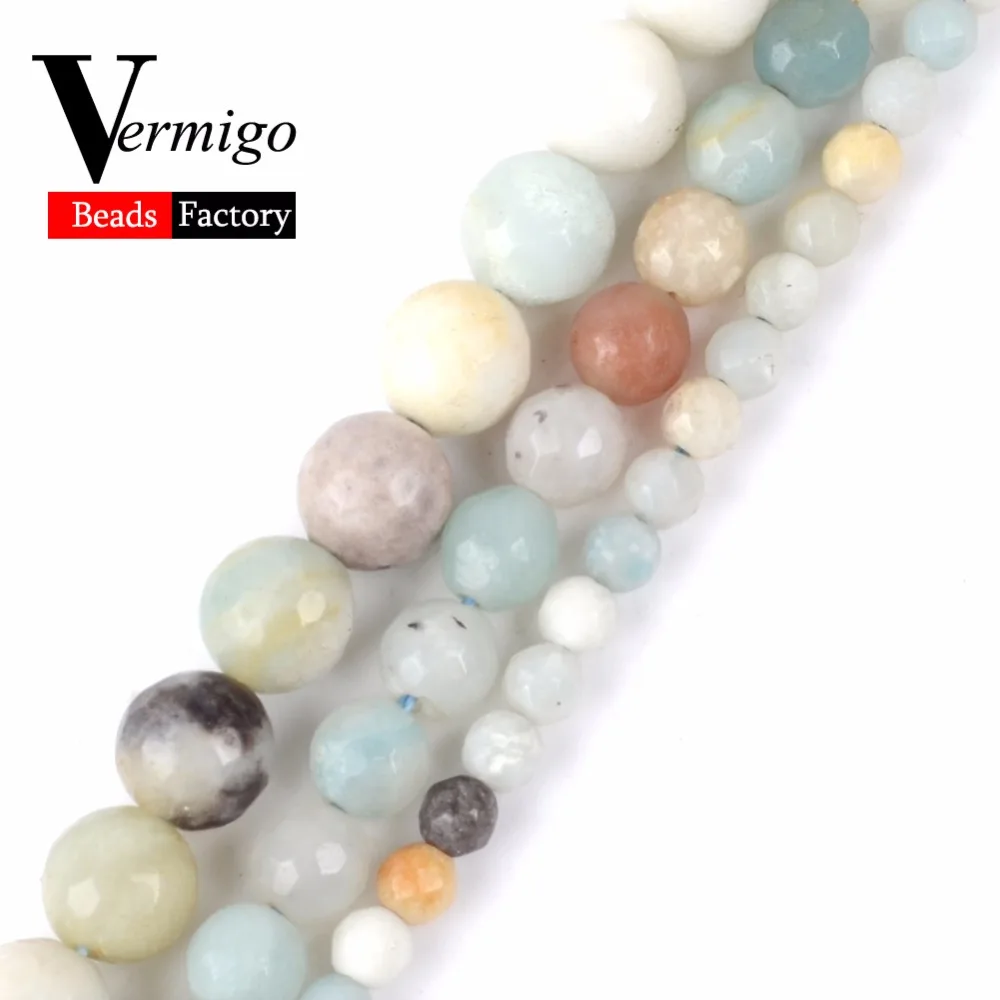 

Natural Stone Faceted Amazonite Minerals Beads Loose Beads For Jewelry Making 4 6 8 10mm Diy Bracelet Necklace 15" Free Shipping
