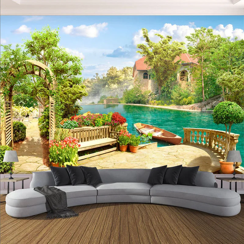 Пользовательские Любой размер фото обои 3D сад озеро обои «Пейзаж» Фреска гостиная спальня Ресторан Декор обои 3 D