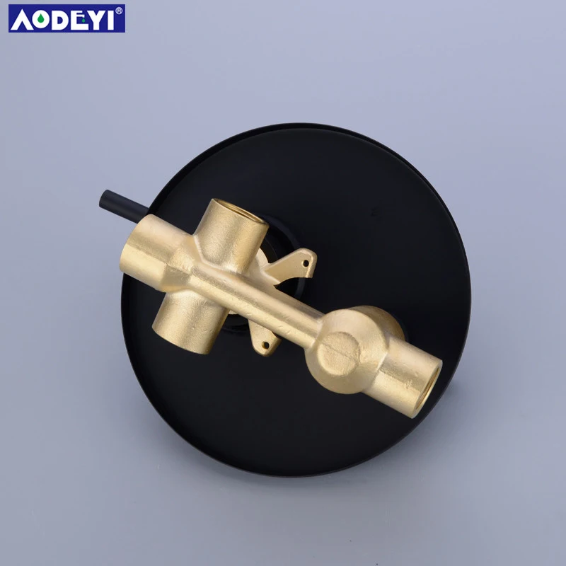 AODEYI 2 функции матовый черный круглый смеситель для душа клапан Твердый латунный душевой кран контрольный клапан настенный смеситель клапан
