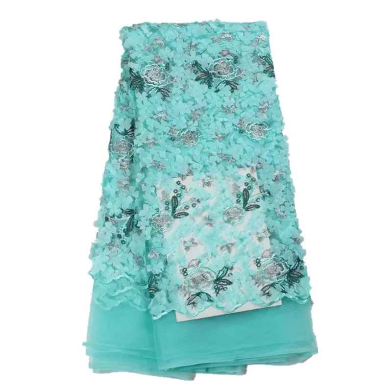 

Latest 2017 Sequins 3D Flower Fabric Net Tulle High Quality Shinning Mesh French Lace Material For Party