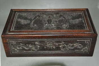 

christmas Old China Huanghuali wood pure Hand-Carved Wealth bat scroll Boxes Container box new Year