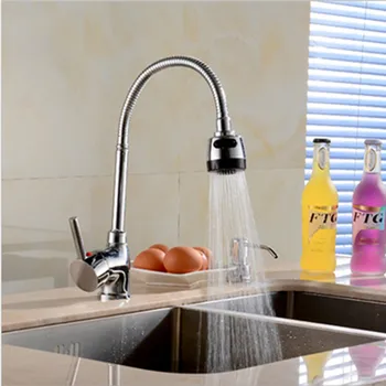 

Homedec Homedec Kitchen Basin/Sink Faucet Water Tap Brass Chrome Plated Modern Kitchen Faucets With The Rotation Of The Tap