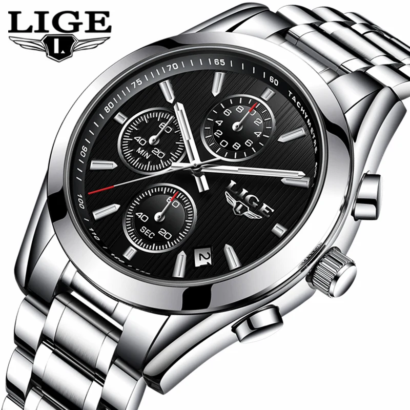 

LIGE New Fashion Quartz Mens Watches Top Brand Luxury Waterproof Watch Men Sports Full Steel Business Watches Relogio Masculino