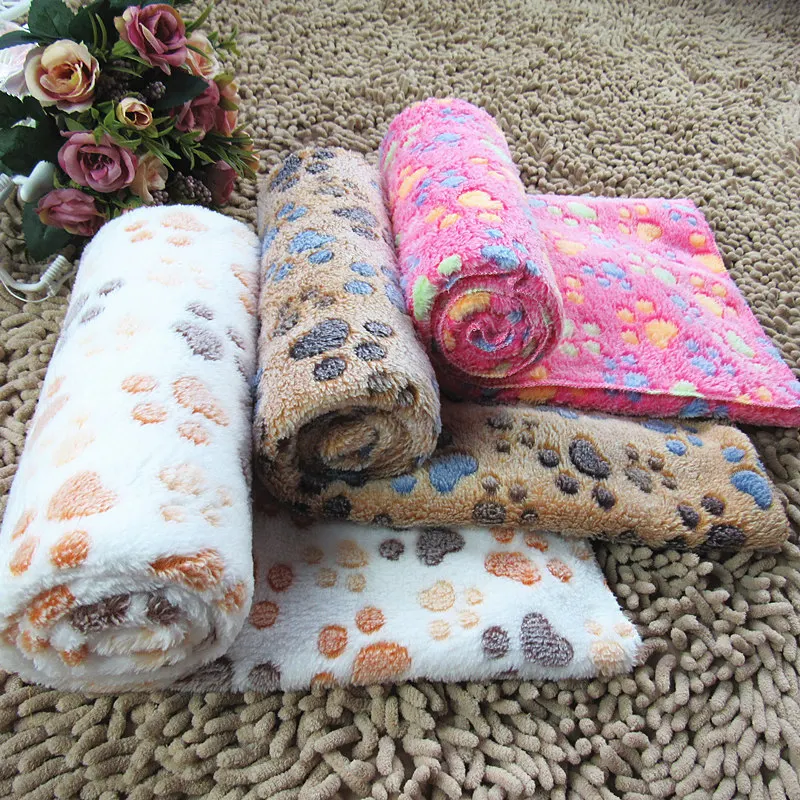 3 Color Pet Mat Dog Sleep Warm Blanket Paw Print Cat Puppy Coral Fleece Soft Dogs Beds for | Дом и сад