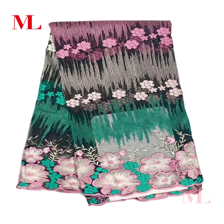 ML African Lace Fabric 5yards High Quality 3D Nigeria Embroidered Net Tulle French for Wedding Party Dress mjd920 | Дом и сад