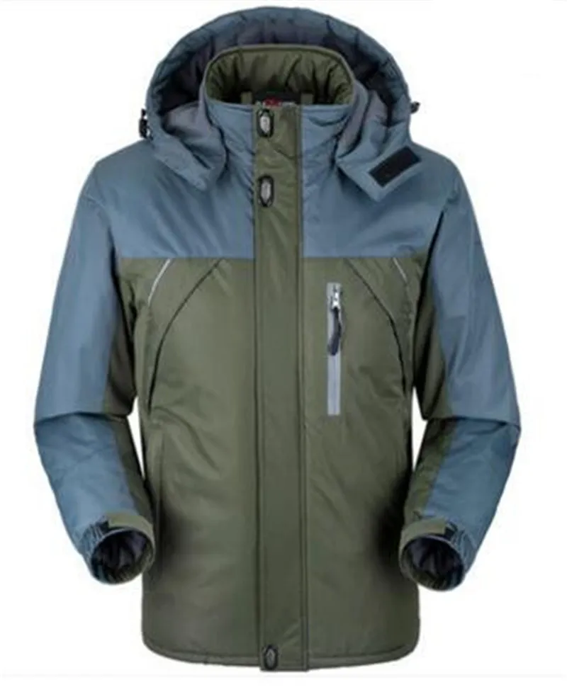 XingDeng Новая мужская модная верхняя одежда толстые теплые куртки с капюшоном Повседневная спортивная водонепроницаемая ветрозащитная верхняя одежда большого размера - Цвет: Армейский зеленый