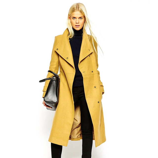 2017 Winter Women Wool Blend Coat Long Trench Female