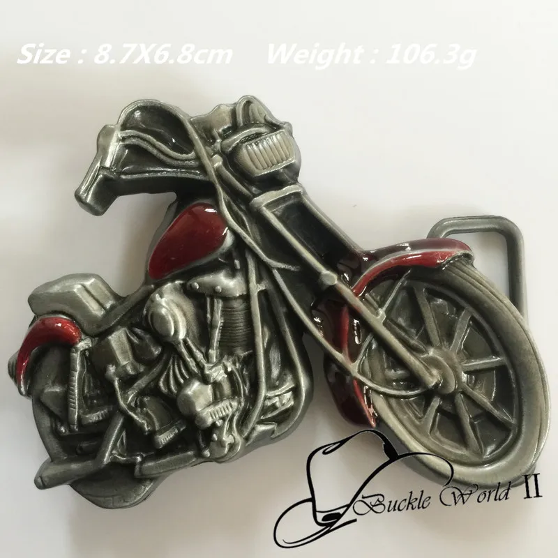 

Retail New Fashion Cool 3D Motorcycle belt buckle for men Jeans accessories for 4cm Wide Belt 87*68mm 106.3g Silver Red metal