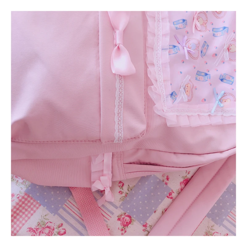 Ceny Oryginalna japońska miękka dziewczyna plecaki różowa śliczna opaska dziecięca torby Kawaii panie nylonowy plecak studenci codzienny styl dla dziewczyn plecak