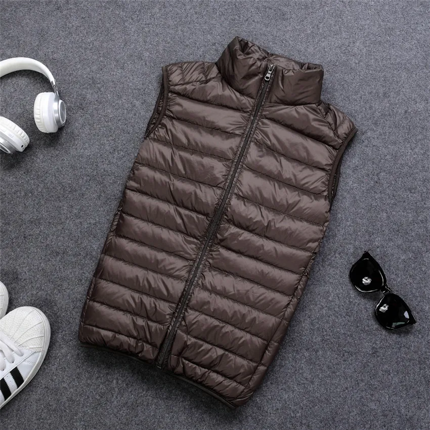 Men Down Vests, White Duck Down, Winter Autumn
