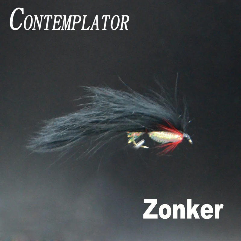 

CONTEMPLATOR 4pcs 10# Black Zonker small baitfish fly fishing trout pike lures imitating minnow/leech streamers fishing baits