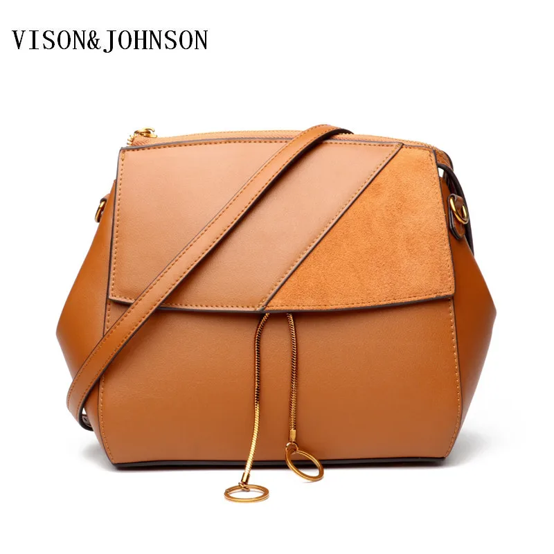 

VISON&JOHNSON Fashion Designer Luxury Crossbody Bag Women Split Leather Messenger Bag High Quality Red Green Shoulder Bag