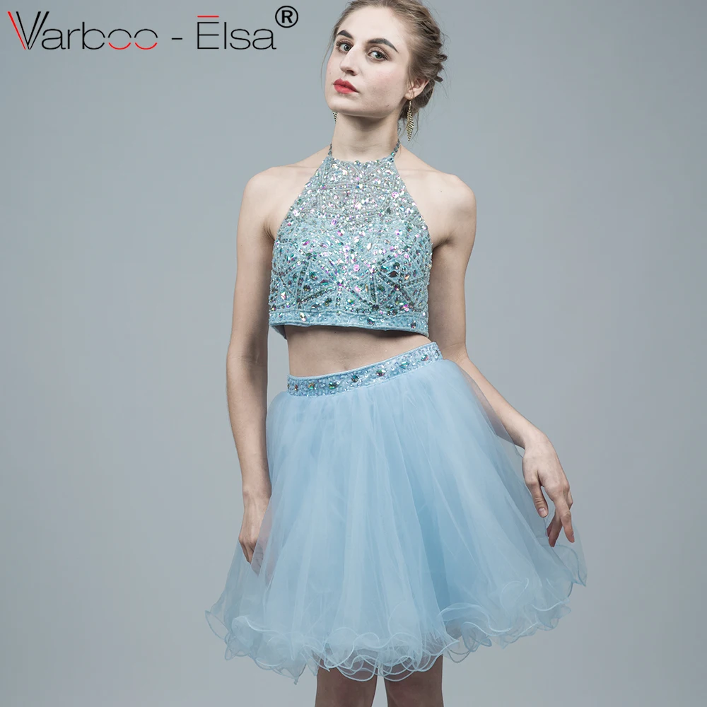 VARBOO_ELSA 2018 синее Тюлевое вечернее платье сексуальное мини-платье для выпускного