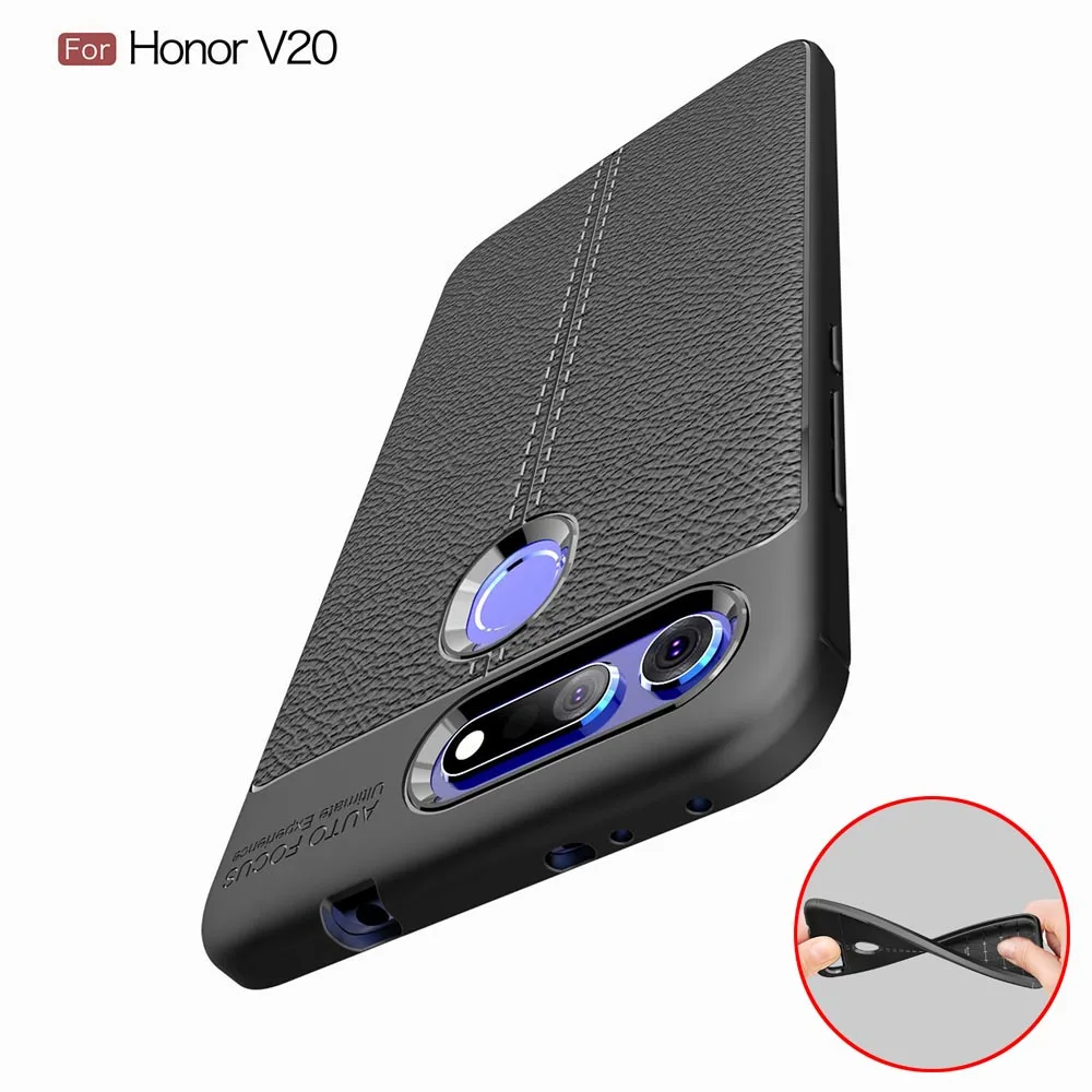 

Lichee Texture Soft Silicone 6.4For Huawei Honor View 20 Case For Huawei Honor V20 Cell Phone Back Cover Case