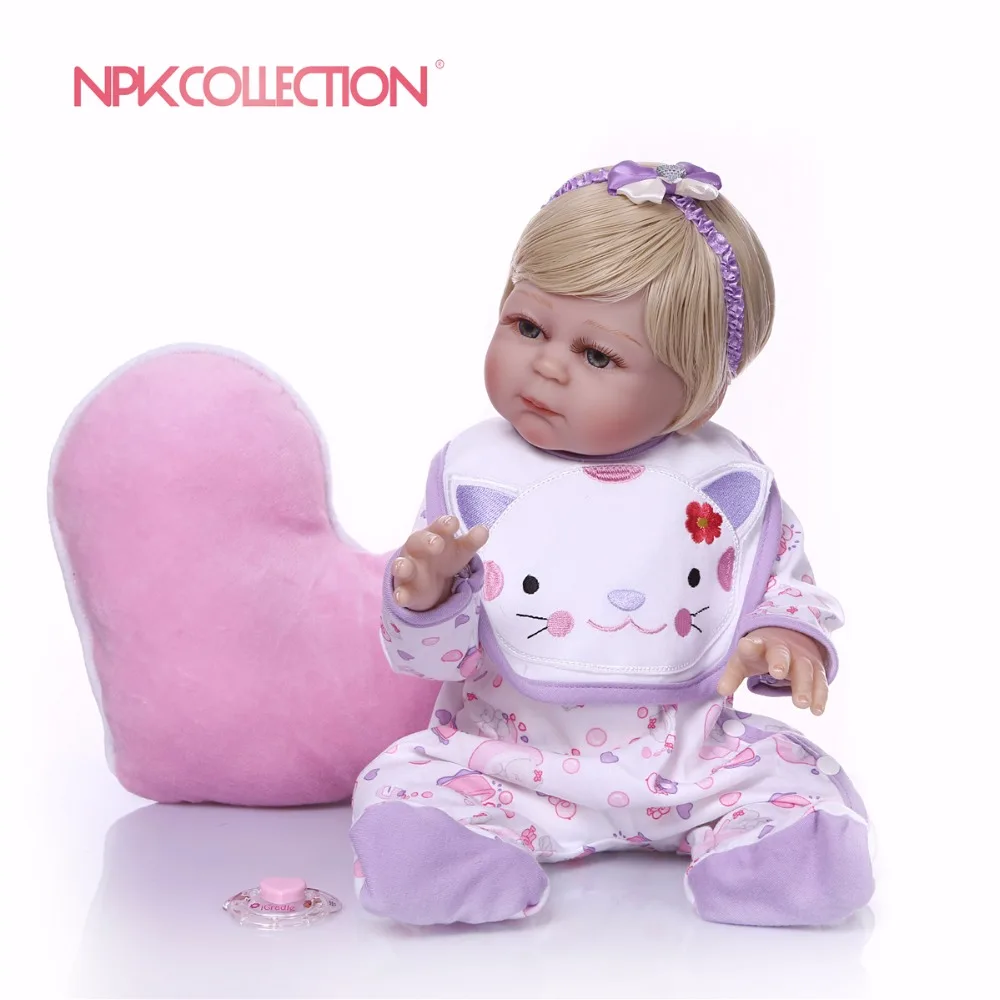 NPK 46 см красный reborn куклы Мягкие силиконовые детские куклы bebe Принцесса reborn Красивая фиолетовая одежда сердце плюшевая кукла в подарок детские игрушки