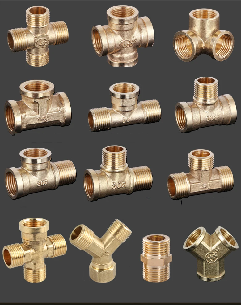 DN15 Copper three-way thick joints gas pipe water heater fittings | Обустройство дома