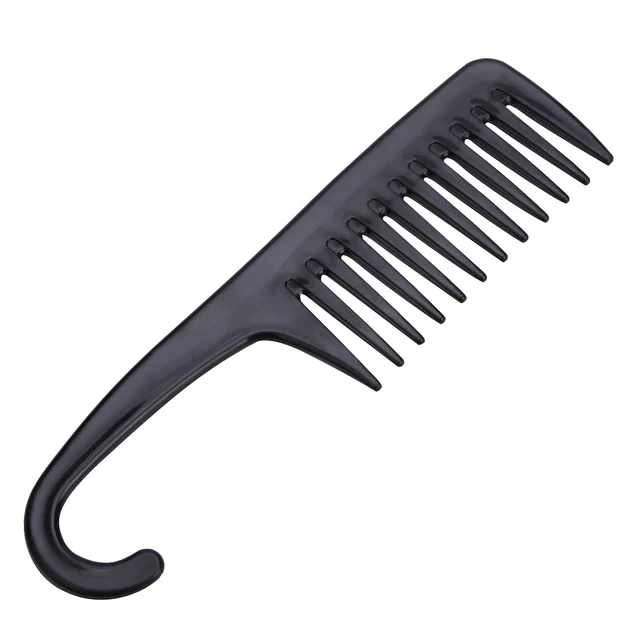 1Pcs Hairdressing Large Wide Teeth Comb with Curved Hook Handle