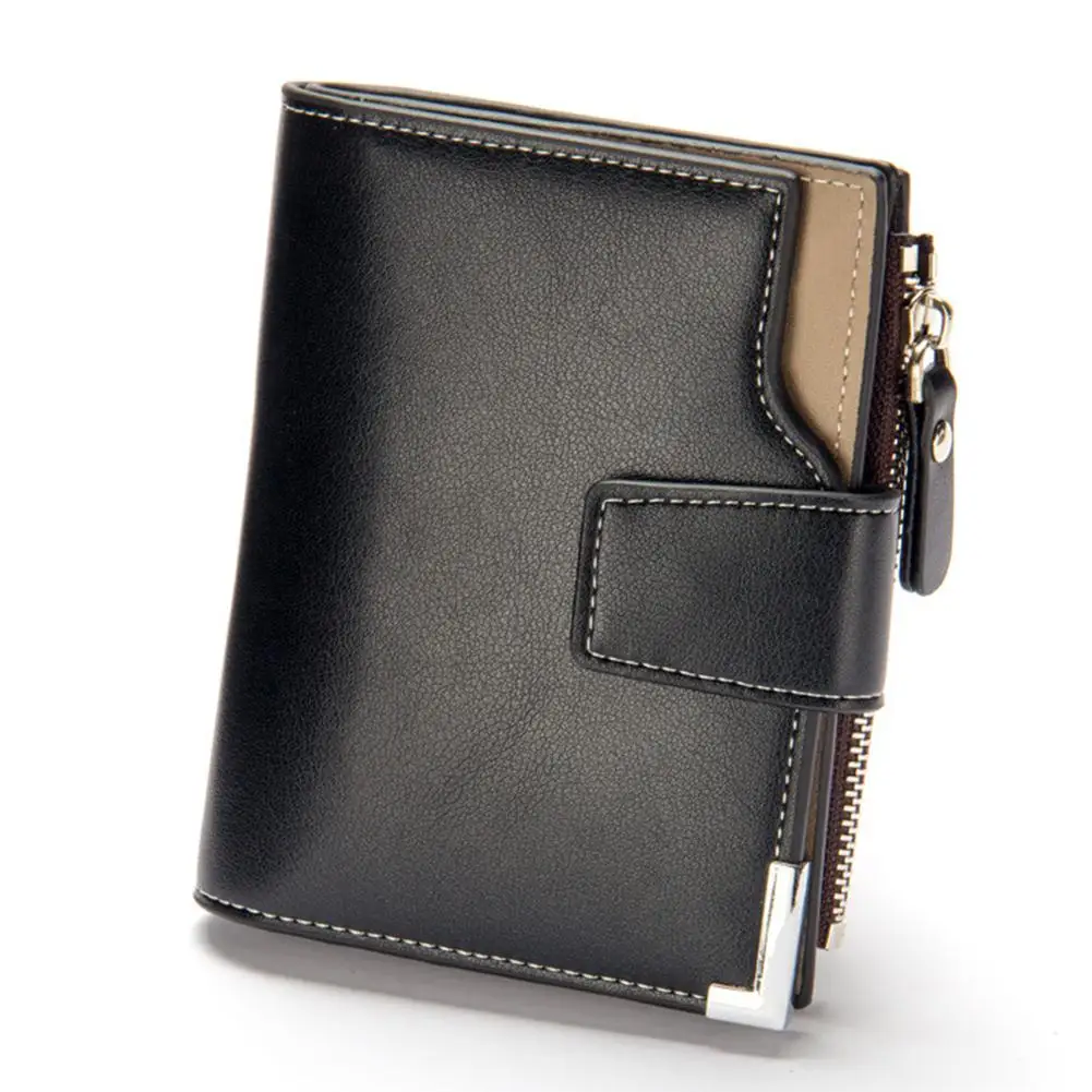 

Baellerry Men Wallet with Zipper & Buckle Multi-functional Money Clip Coins Purse