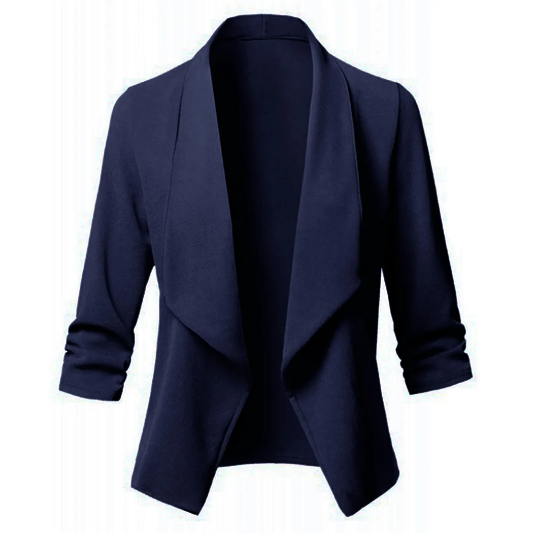 Winter-Women-Coat-Casual-Turn-Down-Collar-Jackets-3-4-Sleeve-Solid ...
