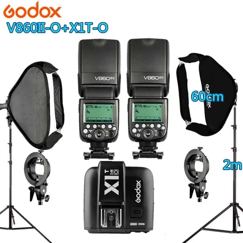

Photo Studio Kit 2X Godox V860IIO Flash +1 X1T-O Trigger +2 Light Stand +2 Softbox Photography Accessories for Olympus Panasonic