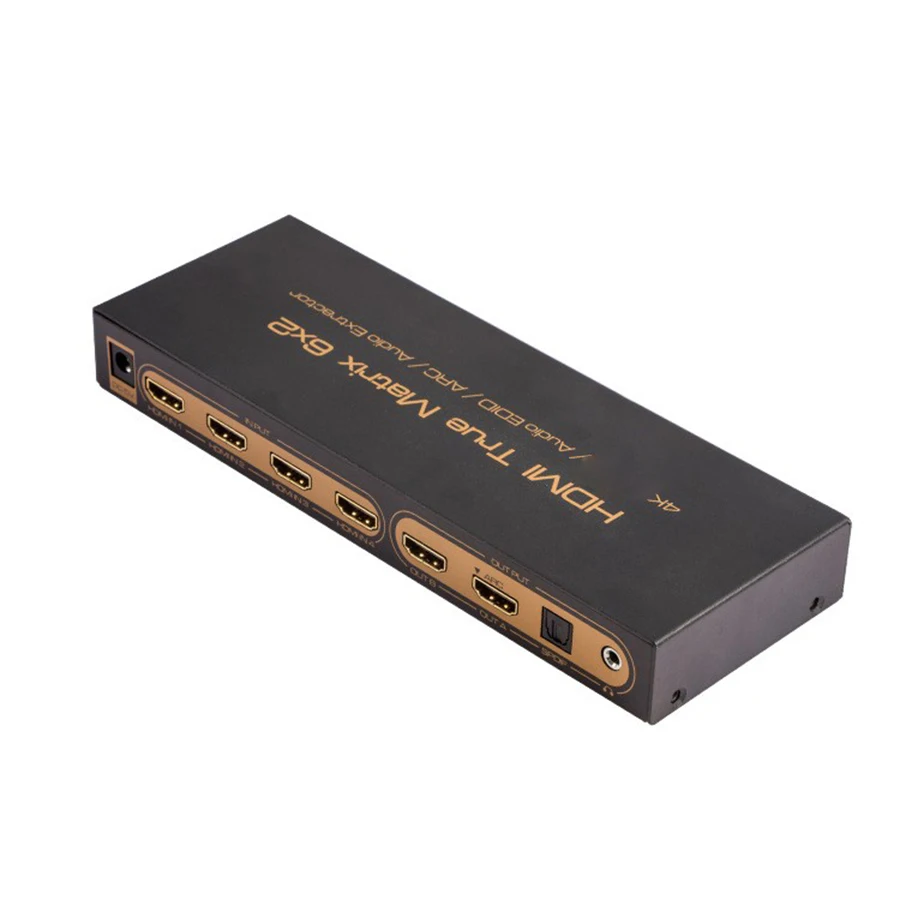 HDMI матричный 6x2 4 К x 2 Переключатель Splitter конвертер Поддержка PIP 3D V1.4 с аудио