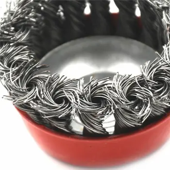 

4pcs 75mm Red Steel Wire Brush Wheel Knot Cup Abrasive Rust Removal Tool Replace