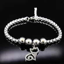 Cut Cat браслет из нержавеющей стали для женщин Серебряный цвет из нержавеющей стали бисерный браслет ювелирное изделие acero неизбежное BB171205A